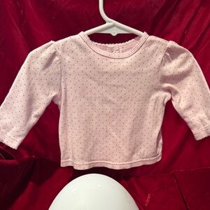 FIRST HUGS Baby Girl Pink & Black Dots Shirt Long Sleeves 100% Cotton 6-9 Mo